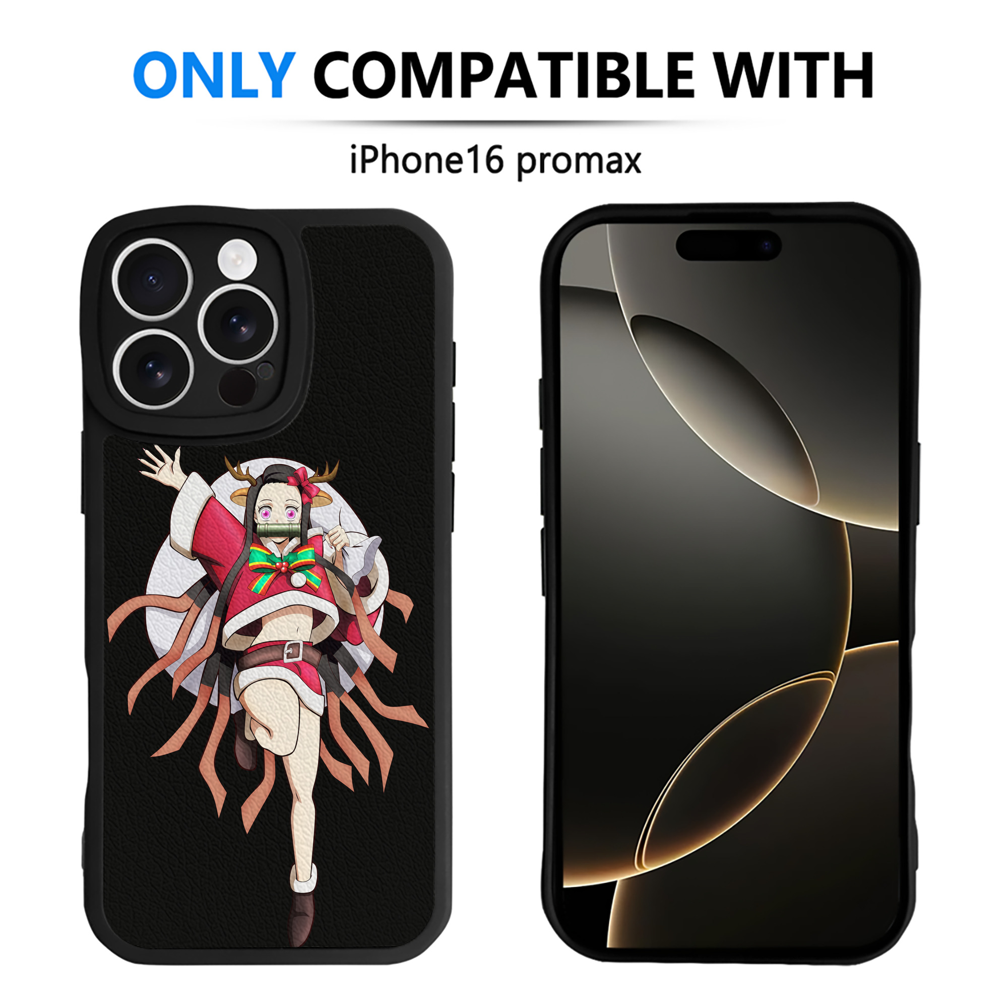 （画像用） 鬼滅の刃（きめつのやいば）竈門 禰󠄀豆子／かまど ねずこ Kamado Nezuko 【iPhone 16シリーズ対応】シリコンスマホケース（レザー調） 材質：シリコン